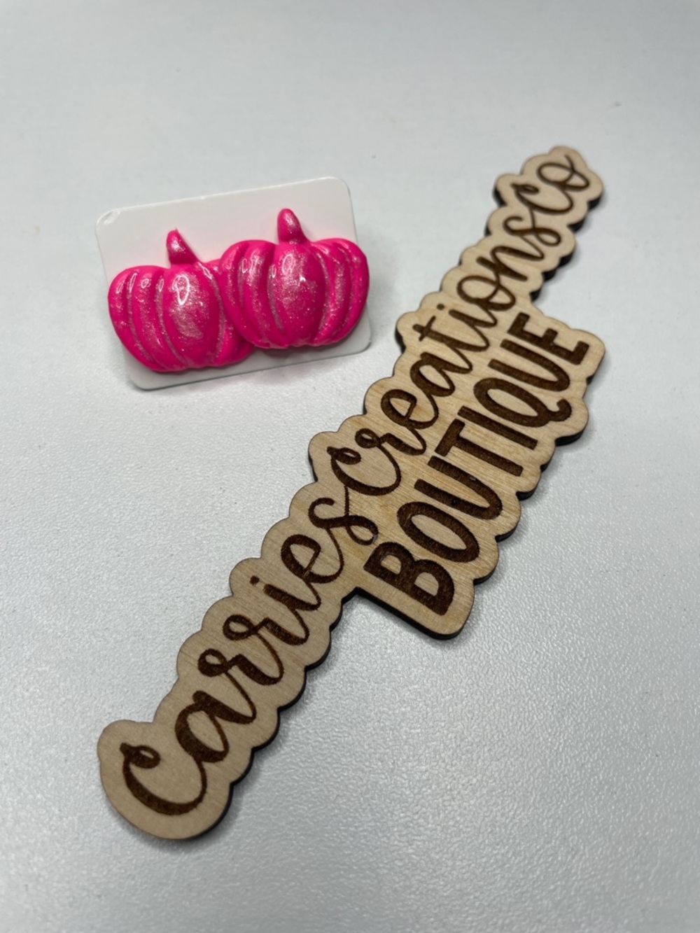 Hot Pink Pumpkin Stud Earrings